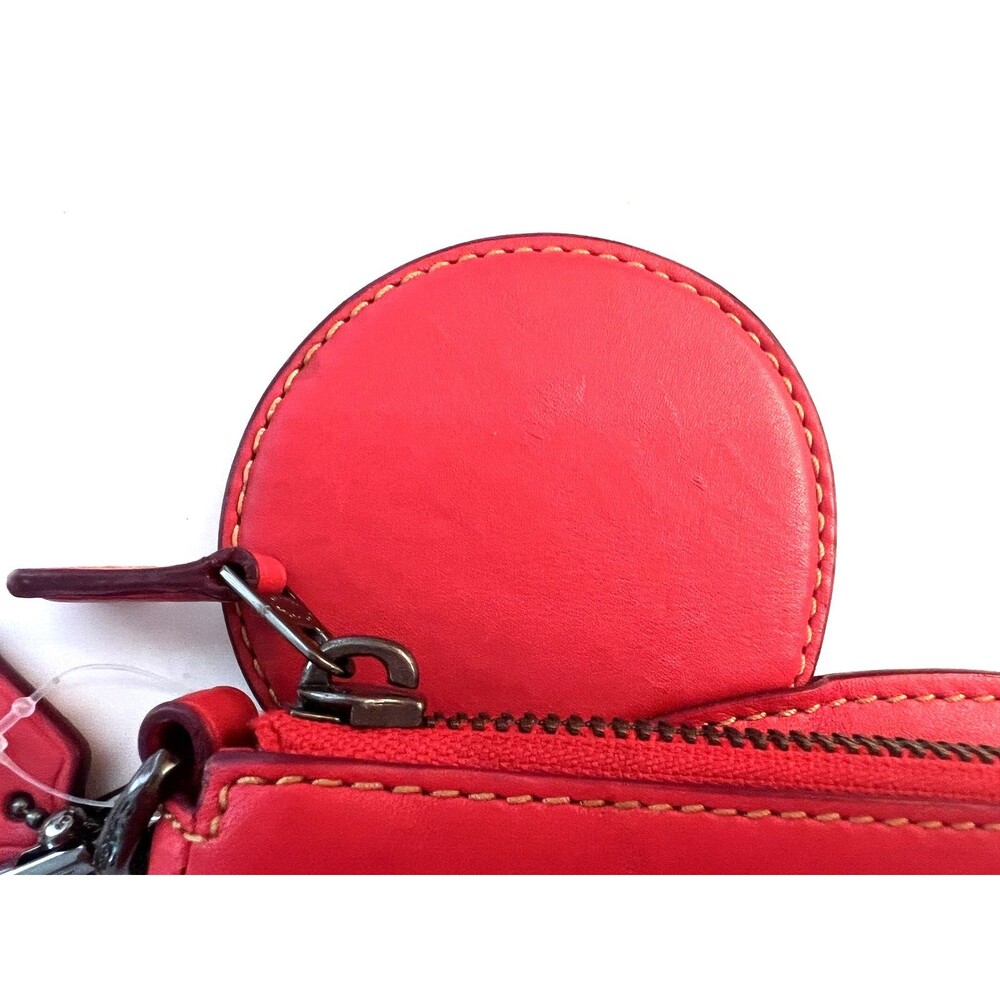 Coach X Disney F59529 Minnie Mouse Wristlet Red Coach Leather Zip Close Strap - Picture 7 of 15